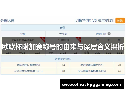 欧联杯附加赛称号的由来与深层含义探析